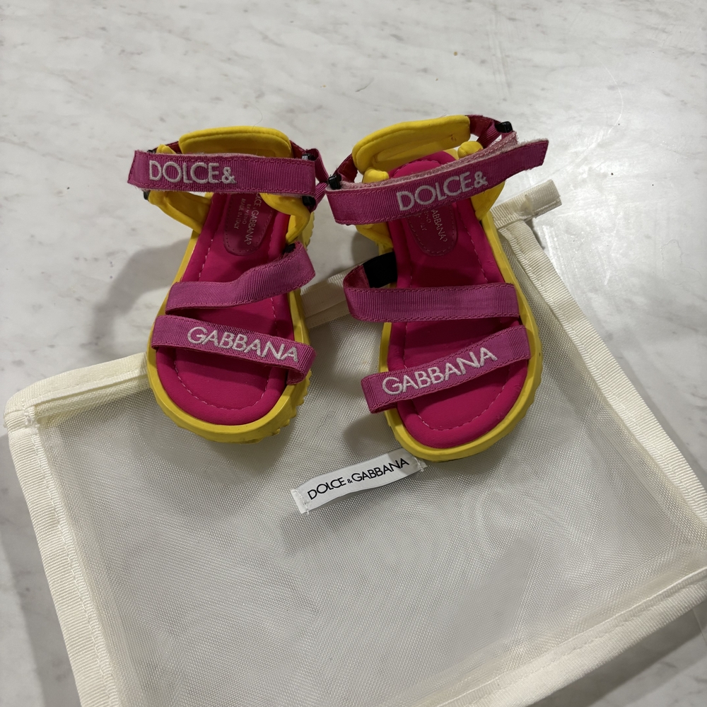 Dolce & Gabbana Kids Vibrant Pink and Yellow Sandals